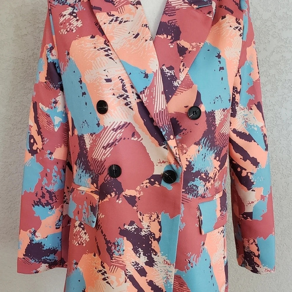 Shein abstract print collar blazer - Picture 4 of 10